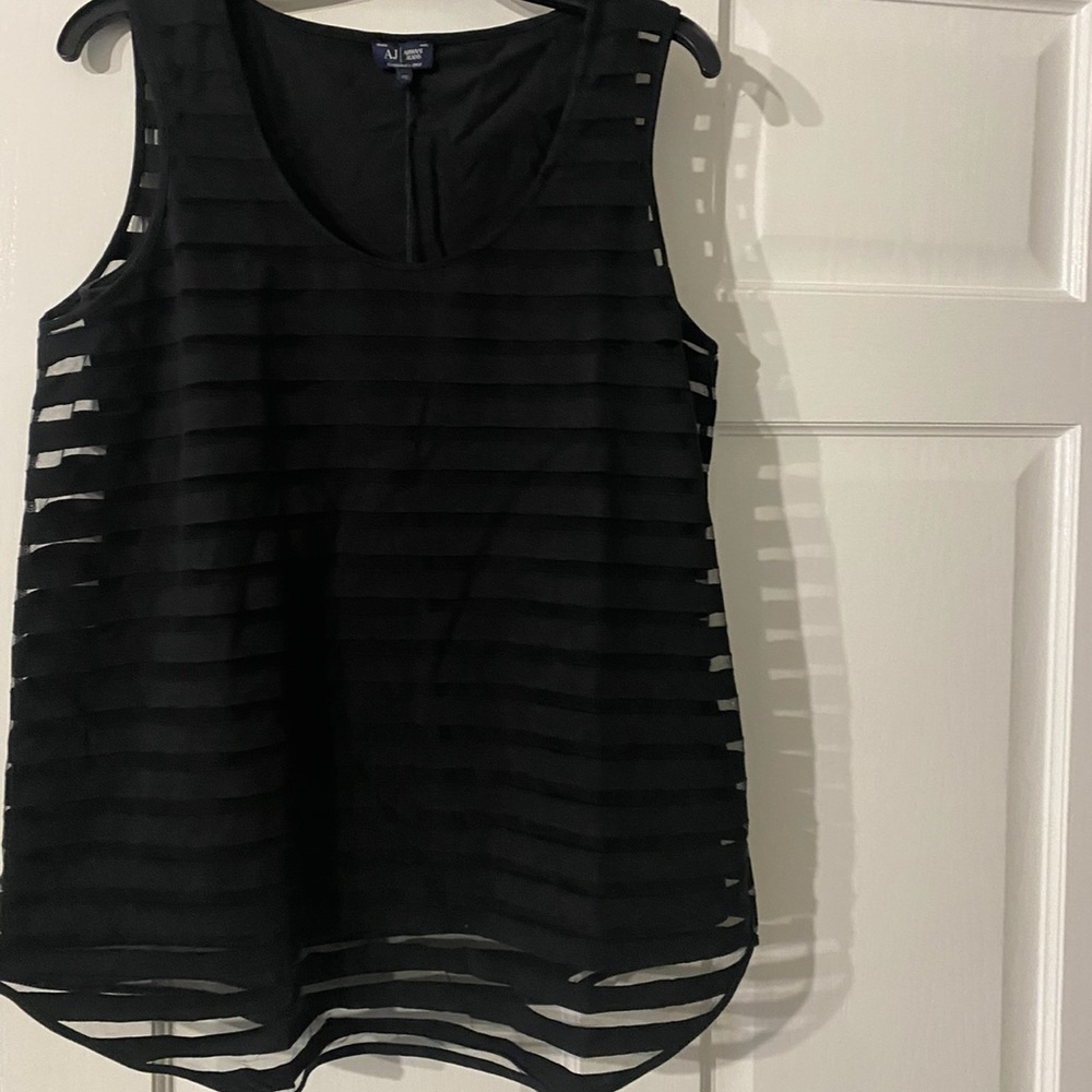 Armani Black Sleeveless Mesh top